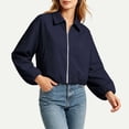 thumbnail image 5 of Karymi Jackets for Women Collared Zip Up Cropped Jacket, Elastic Bubble Hem Long Sleeve Windbreaker Coat with Side Pockets Jackets for Women, 5 of 9