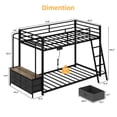 thumbnail image 5 of Zimtown Twin-over-Twin Bunk Bed with Storage Drawer and LED light, Low Profile Bed Frame with Charging Station, Black, 5 of 8