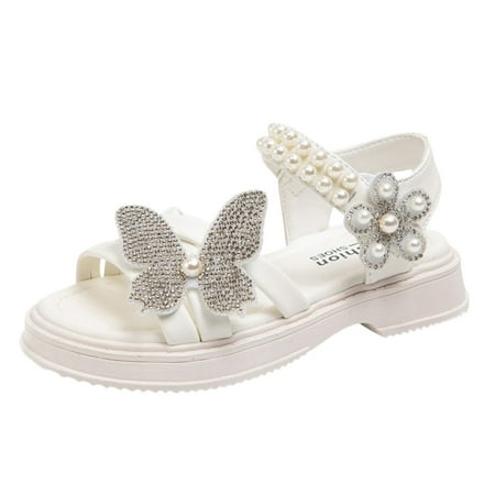 

Summer New Children Shoes Bow Knot Children Bright Diamond Roman Shoes Big Children Princess Shoes Size 2 Slides
