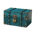 thumbnail image 4 of Cofre del tesoro pirata, caja de almacenamiento decorativa de madera, diseño vintage único para el hogar Verde Con Cerradura, 4 of 9