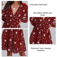 thumbnail image 3 of Vestido estampado para mujer,Vestido de manga larga con cintura elástica en V Vestido de moda para mujer Eleva tu experiencia, 3 of 3
