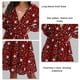 thumbnail image 2 of Vestido de manga larga con cuello en V y estampado de estrellas con forro elástico en la cintura vestido de moda para mujer rojo S, 2 of 3