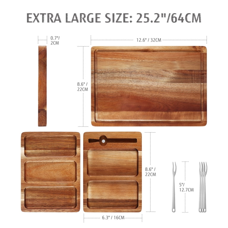 Hecef 25-Inch Magnetic Acacia Wood Charcuterie Board Set photo 6