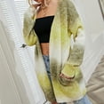 thumbnail image 2 of IROINNID Women's Mid-Length Cardigan Jacket Gradient Long Sleeve Casual Long Cardigan Coat Sweater Outerwear, Yellow, 2 of 8