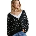 thumbnail image 2 of Womens Umgee Dalmatian Hand Printed Button Front Knit Cardigan with Pockets, 2 of 3