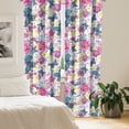 thumbnail image 2 of Ambesonne Spring Curtains, Plumeria Butterfly Flower, Pair of 28"x63", Hot Pink and Pale Yellow, 2 of 5