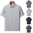 thumbnail image 4 of Atogsazn Men's Summer Button Down Shirt Casual Short Sleeve Dressy Shirts with Pocket Outfit Outerwear Blue XXXL Fashion, 4 of 4