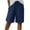 Dark Blue, variant on Women's Cotton Linen Shorts, High Waisted Wide Leg Knee Length Casual Shorts with Pockets and Side Split, Elastic Drawstring Beach Shorts for Summer Vacation and Daily Wear Black L