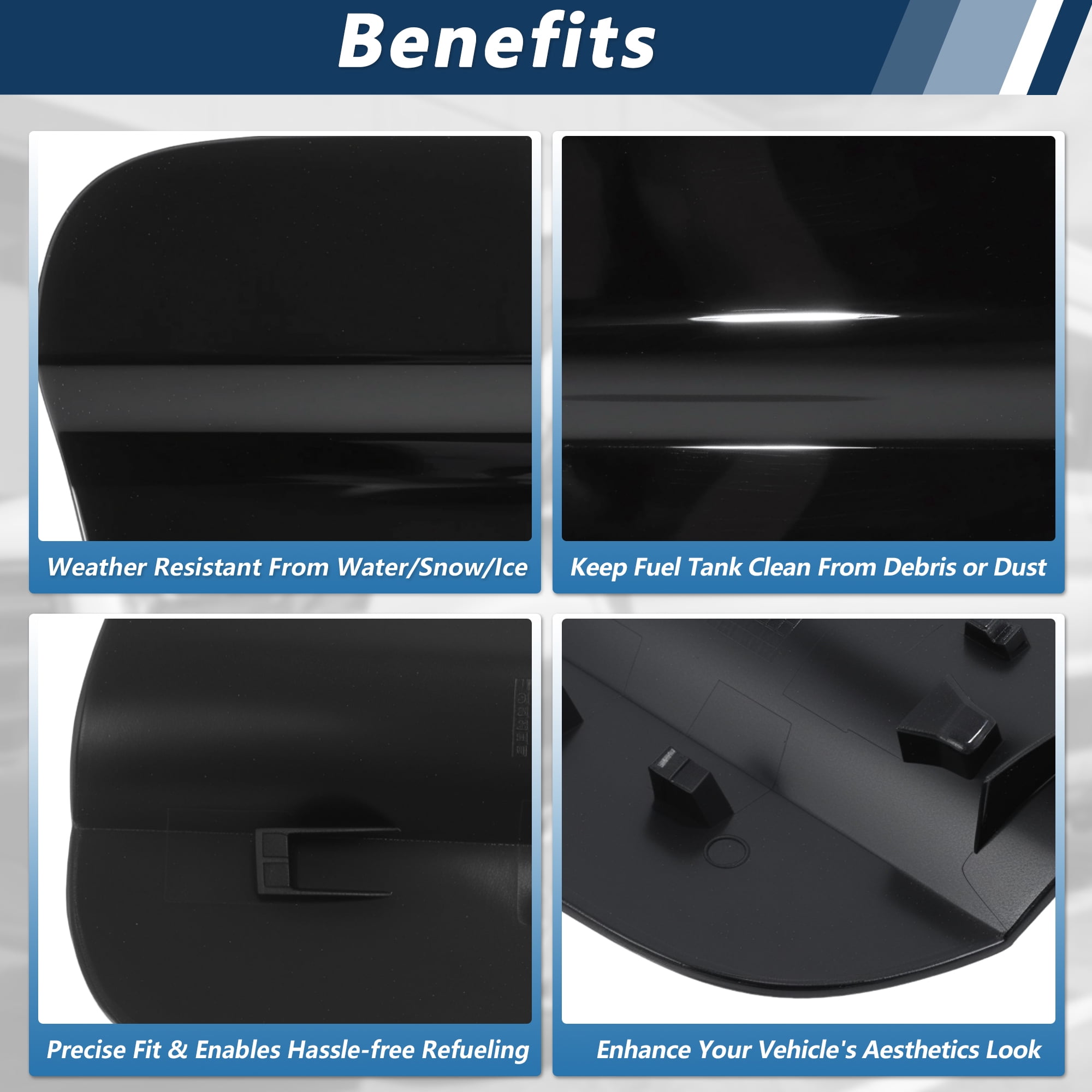 Unique Bargains Black Fuel Door Gas Filler Lid Cover Cap 5NN809909 for Volkswagen Tiguan 2018-2024 Rear Fuel Filler Door Gas Tank Cap Cover