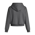 thumbnail image 4 of zaveiop Women's Long Sleeve Drawstring Full Zip Hooded Jacket Crop Sweatshirt (Z-Dark Gray, S), 4 of 6