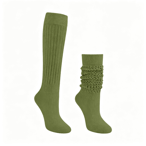 TELOLY Slouch Socks Women Cotton Scrunch Knee High Long Knit Boot Socks 6-11,Olive Green Socks