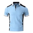 thumbnail image 3 of Color Block Polo Shirts for Men Summer Casual Short Sleeve Textured Collared Slim Fit Work Tshirts Golf Shirt, 3 of 9