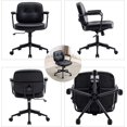 thumbnail image 4 of DUOMAY Retro Home Office Computer Desk Chair with Armrest, Modern PU Leather Mid Back Swivel Task Chair Rolling Adjustable Office Guest Chair for Home Office, Black, 4 of 18