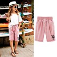 thumbnail image 2 of DeHolifer Girls Sweat Shorts Cotton Linen Casual Summer Loose Drawstring Lounge Running Athletic Shorts with Pockets,11-12Years, 2 of 5