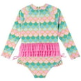 thumbnail image 5 of Hienoo Toddler Girls Long Sleeve Zip-Up Rash Guard One-Piece Swimsuit with Scale Print, 5 of 8