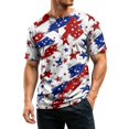 thumbnail image 3 of CIENVNSTG USA Flag Distressed Print T Shirt for Men 4th of July Themed Short Sleeve Crew Neck Casual Fit Patriotic Tee for Independence Day and Summer Daily Use Light Blue L, 3 of 4
