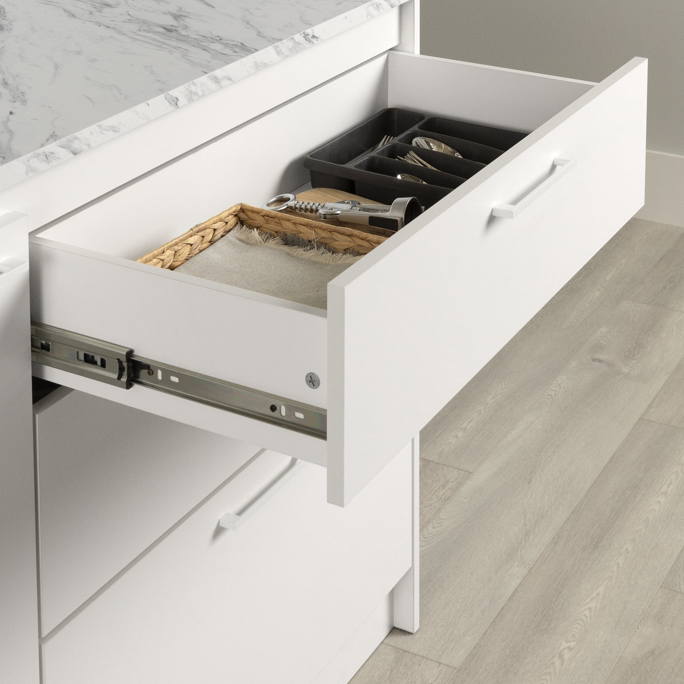 South Shore Myro, Contemporary Kitchen Island,  White