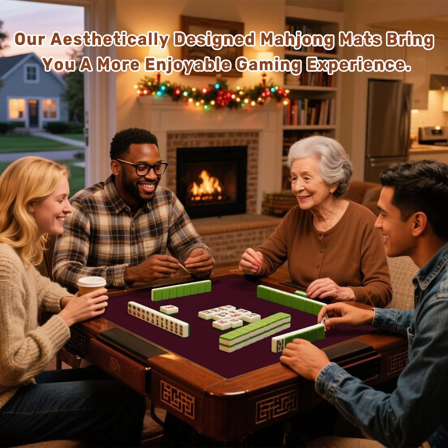 Mahjong Mat 31.5" x 31.5" plain dark plum solid color dark red burgundy Non-Slip Noise Reduction American Mahjong Tiles Table Cover for Dominoes Poker Card Board Games Gift
