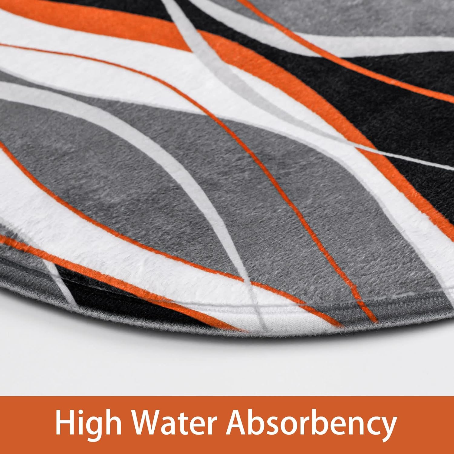 4 Pcs Striped Shower Curtain Sets with Rugs for Bathroom Decor, Grey  Bathroom Sets with Shower Curtain and Rugs, Modern Fabric bathroom decor sets accessories, Orange and Black