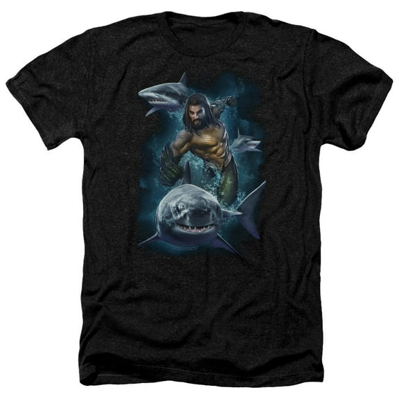 Aquaman Movie - Swimming With Sharks - Heather Short Sleeve Shirt - Medium