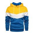thumbnail image 3 of Htigea Hooded Sweatshirts for Men Hoodies Color Block Patchwork Blend Fleece Pullover Pocket Sweatshirts Fall Winter Hoodies Today Deals Yellow,XL, 3 of 5