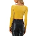 thumbnail image 3 of INSPIRE CHIC Women's Velvet Long Sleeve Off Shoulder Solid Crop Tops S Dark Purple, 3 of 6