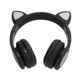 thumbnail image 3 of Auriculares con reducción de ruido LED y forma de oreja de gato, Bluetooth 5.0, con micrófono, para jóvenes, color negro, 3 of 12
