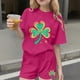 thumbnail image 2 of Vestido de manga corta Estilo Niños Día de San Patricio impreso cuello redondo blusa y pantalones Set de dos piezas Blusa de manga corta, 2 of 6