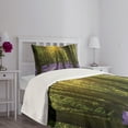 thumbnail image 3 of Ambesonne Woodland Quilted Bedspread Set 2 Pcs, Bluebell Blossoms, Twin Size, Violet Green Yellow, 3 of 5