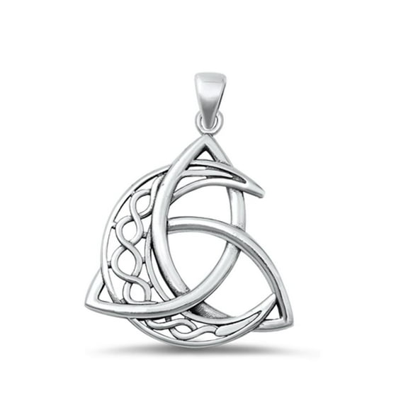Sterling Silver Celtic Triquetra Moon Pendant High Polished Charm 925 Jewelry Female Unisex