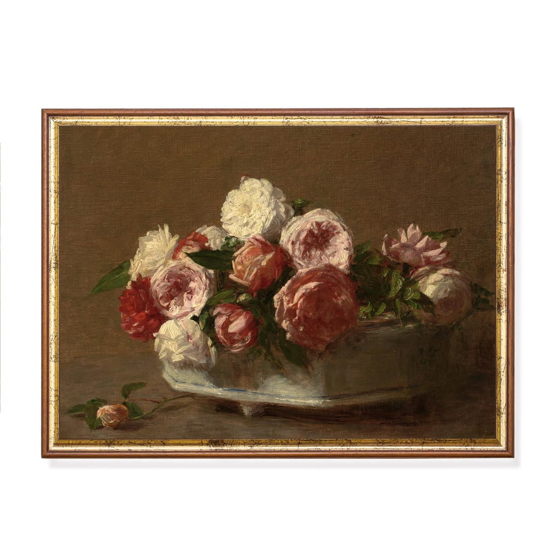 Vintage Rose Still Life Romantic Floral Wall Art Print Botanical Bedroom And Living Room Decor