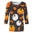 thumbnail image 4 of GA WEIHUA Fall Deals,Tunics Tops for Women 3/4 Sleeve Crew Neck Shirts Tee Blouses Pumpkin Graphic Halloween T-Shirts Casual Fall Tops(Yellow,Large), 4 of 5
