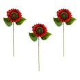 thumbnail image 2 of Ramo de 3 girasoles artificiales, flores silvestres falsas, flores artificiales para exteriores Rojo, 2 of 9