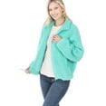 thumbnail image 3 of Women's Drawstring Hem Zipper Front Mock Neck Fleece Cotton Candy Sherpa Jacket with Pockets, 3 of 5