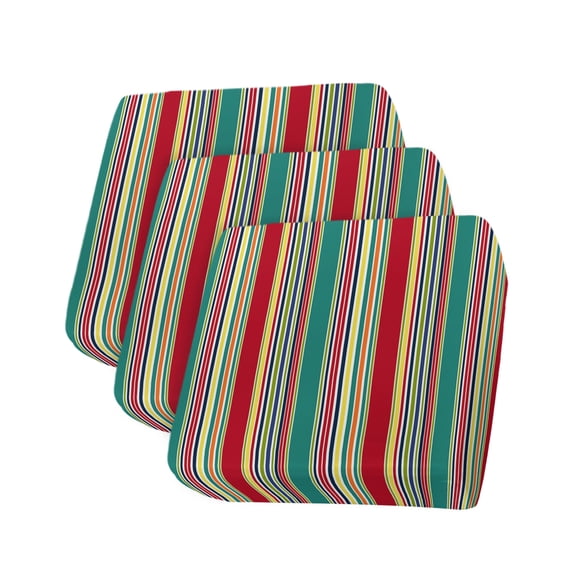 Green Red Striped Couch Cushion Covers Stretch, Washable Sofa Seat Covers Individual Seat Cushion Sofa Slipcovers Farmhouse Colorful Stripes Couch Cover Furniture Protector S-3PCS