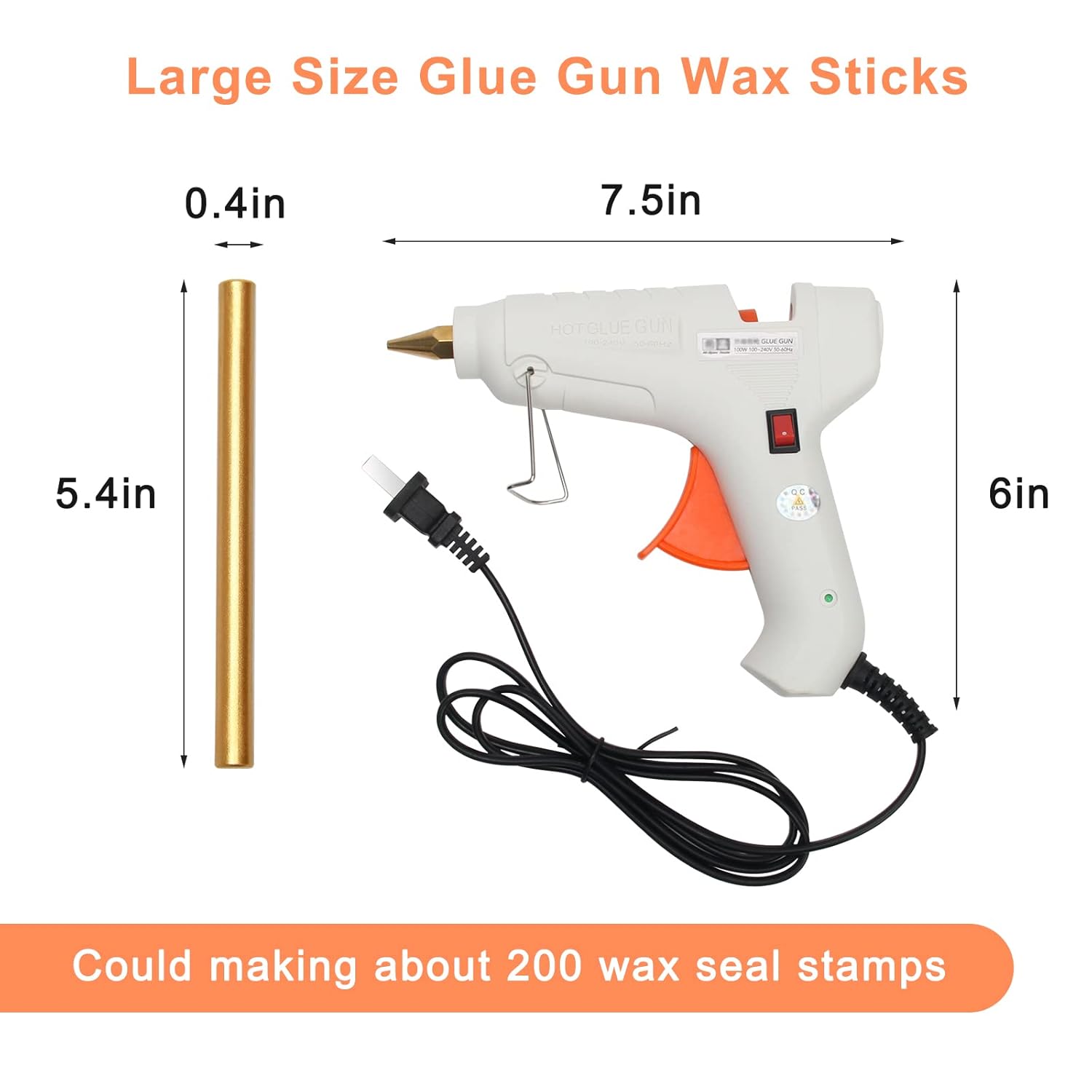 Sealing Wax Sticks 12P with Glue Gun, 5.4" Sealing Waxs Stick 10MM Fire Manuscript Glue Gun Wax Seal Stamp for Wedding Invitations, Envelopes, Package Seal Waxs Sticks (Gold)