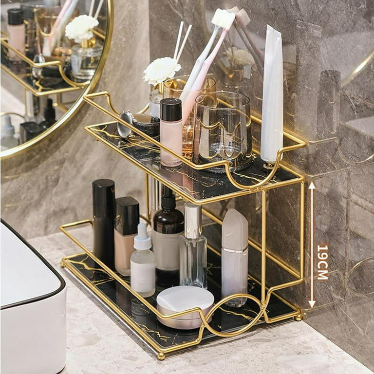 1pc Luxury 2-tier Bathroom Storage Rack, Countertop Cosmetic