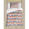 thumbnail image 1 of Abstract Twin Size Duvet Cover Set, Pineapples with Triangles Lines and Checkered Squares Fruit Design, Decorative 2 Piece Bedding Set with 1 Pillow Sham, Green Dark Coral Dark Blue, by Ambesonne, 1 of 3