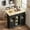 Matt black & wood color, variant on Rolling Kitchen Island Cart with Folding Drop Leaf, Breakfast Bar, Portable Trolley Island with Large Storage Cabinet, Shelf and Drawer