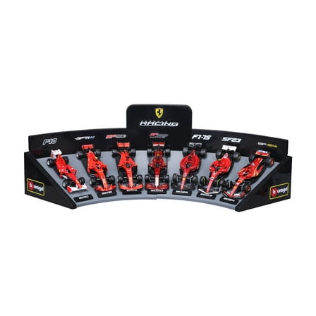 Bburago Formula Racing Ferrari 1:43 Scale Diecast Race Play Cars with Display Stand 7 Pack
