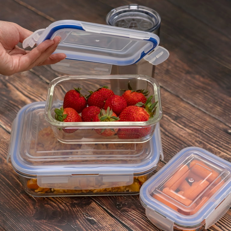 6-piece Glass Food Storage Container Set with Red Lids