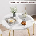 thumbnail image 2 of Small Round Dining Table Set for 2, Wood Marbled Tabletop with Steel Frame, White and Gold, 2 of 7