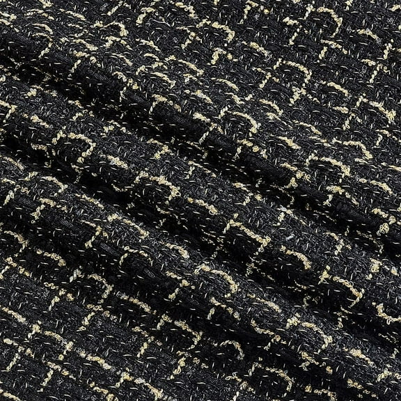 Black Tweed Fabric by The Yard Plaid Woven Fabric 59 Inch Wide Metallic Sewing Fabrics Checkered Tweed Fabrics for DIY Crafts Sewing Clothing Dress Bag Coat Quilting Costumes