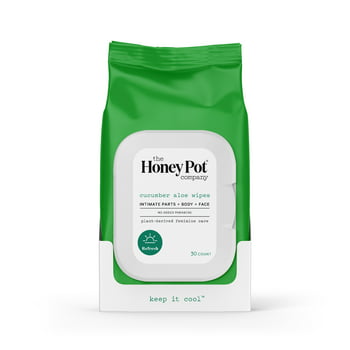 The Honey Pot Company, Cucumber Aloe Feminine Cleansing Wipes,  Parts, Body or Face, 30 ct.
