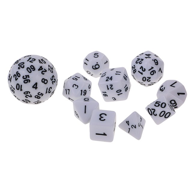 Juego De Dados De Varios Lados De Dados Digitales De 10 Piezas Para Juego De Rol De Juguete Blanco Sunnimix Dado