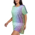 thumbnail image 2 of Wukai Beautiful Glitter Women's Pajama Set,Short-Sleeve Top and Shorts with Elastic Waistband and Pockets for Loungewear, Yoga, and Casual Wear-X-Large, 2 of 8