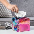 thumbnail image 6 of Yiaed Neon Skull With Milkshake Print Tissue Box Cover, PU Leather Decorative Organizer for Tabletop, Bathroom, Car, Office Creative Decorative, 6 of 7