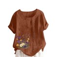 thumbnail image 2 of Xuyuer Women Tops Causal Summer Short Sleeve Oversized T Shirts Loose Blouses Fashion Round-Neck Comfy Women Tunic Tee Shirts Tops Loose Fit Regular Blouse, 2 of 5