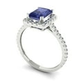 thumbnail image 2 of 1.86 ct Emerald Cut Simulated Tanzanite Halo Engagement Ring for Women in 18K White Gold, 2 of 5