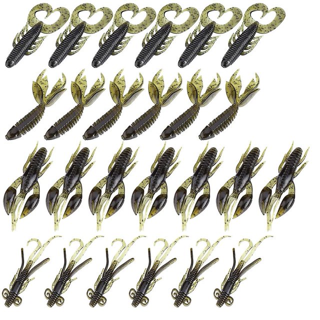Lot de 25 leurres en silicone pour la pêche à la carpe, au bar, aux crevettes et aux vers (vert foncé)